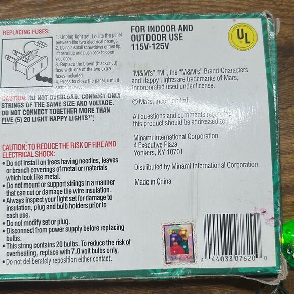 Vintage M&M Candy Character Happy Lights 20 String Set 2 Christmas Lights WORKS - Picture 5 of 9